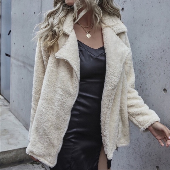 Beige Teddy Jacket - Picture 3 of 5